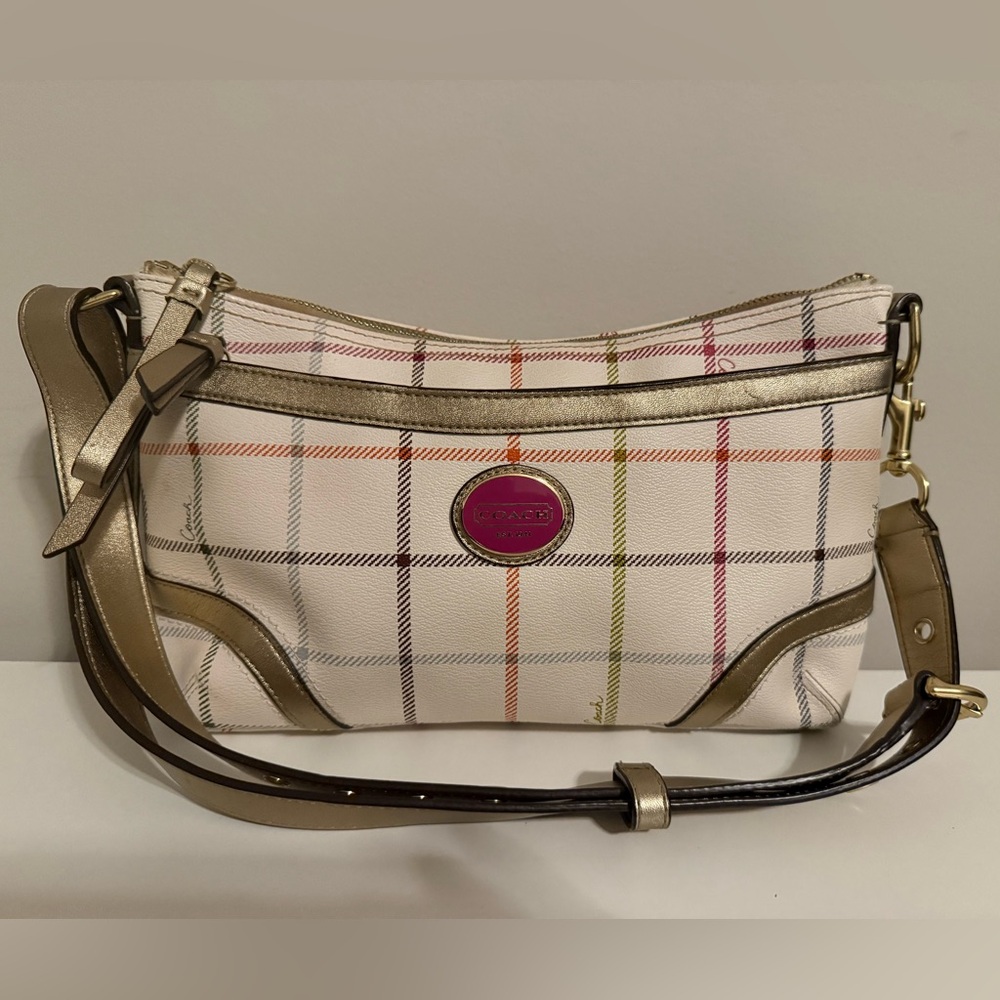 Coach Peyton Tattersall Plaid‎ Satchel F19177